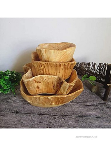Wood bowl12-14,Handmade Natural Root Carving Bowl Fruit Salad Bowl Creative Wood Bowl