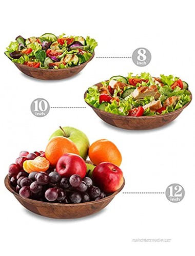 Wooden Salad Bowl Set of 3 Includes 8 10 and 12 Inch Wooden Bowls 1 of Each Size. Great for Fruit Food Salads and Serving Bowls.
