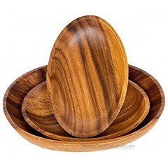 Wrightmart Salad Bowl Oval Server Set of 3 Handmade from Solid Acacia Hardwood Includes 1 Large 12" x 8" and 2 Medium 9.5" x 6" Individual Serving Bowls Standout Kitchen and Dining Room Serveware
