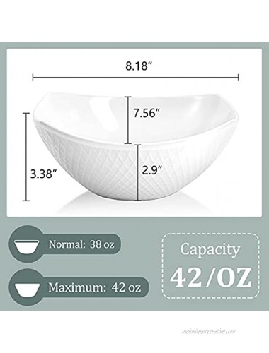 Yedio Salad Bowls 42 Ounces Porcelain Bowls Set for Kitchen Soup Oatmeal Pasta Snacks Set of 2 White Oven Dishwasher Safe