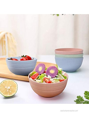 4 Pack Unbreakable Cereal Bowls Dabacc Wheat Straw Bowl 24 OZ for Rice Noodle Soup Healthy Kitchen Dinnerware Set for Dinner Parties Dishwasher and Microwave Safe