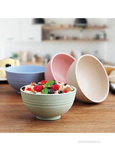 4 Pcs Unbreakable Lightweight Cereal Bowls Wheat Straw Bowl Microwave & Dishwasher Safe -Easy to Clean Kitchen Bowl Sets Perfect for Breakfast Cereal Dessert Salad Rice Soup