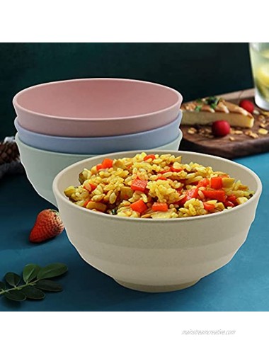 60 OZ Unbreakable Bowl Sets 4 Pack Durable Large Bowls Lightweight Dinnerware for Dinner Dessert Fruit Salad,Noodle Cereal Kitchen Soup Bowls 20CM 4 Beige