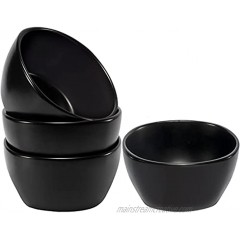 AQUIVER 26 Ounces Bowl Set Porcelain Matte Deep Cereal Bowls for Soup Noodle Oatmeal Gumbo Salad Set of 4 Black