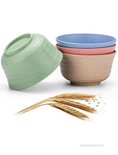 Bligo Unbreakable Cereal Bowls Lightweight Wheat Straw Fiber Bowl for Children Rice Noodle Soup Snack Dishwasher & Microwave Safe 24 OZ 4 Pack