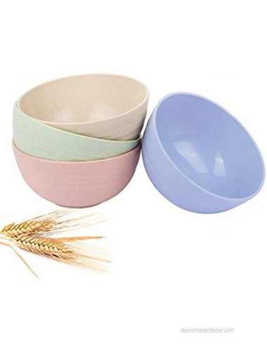 Cereal Bowls 26 OZ Unbreakable Wheat straw Bowls For Kitchen-Eco Friendly Durable Pack Of 4 Lightweight Bowl Set-Microwavable and Dishwasher Safe-For Cereal Rice Noodle Soup Bowls