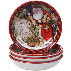 Certified International Magic of Christmas Santa 36 oz. Soup Cereal Bowls Set of 4 Multicolored