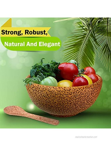 Coconut Bowl Coconut Fiber Bowl And Spoon Wooden Salad Bowl Coconut Wood Vegan Bowls with Spoon Set of 1