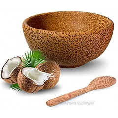 Coconut Bowl Coconut Fiber Bowl And Spoon Wooden Salad Bowl Coconut Wood Vegan Bowls with Spoon Set of 1