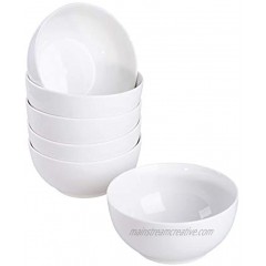 Cutiset 29 Ounce Porcelain Cereal Salad Desserts Bowls Set of 6 White 6-inch 29 Ounce Round