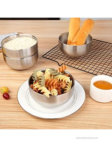 Devico Soup Cereal Bowls 4-Piece 19-Ounce Stainless Steel Salad Rice Dessert Serving Bowl set Matte Finish