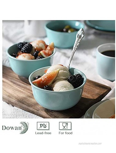 DOWAN 10 Ounces Small Bowl Set Porcelain Dessert Bowls for Snacks Rice Condiments Side Dishes or Ice Cream Dishwasher & Microwave Safe Dipping Sauce Bowl Set of 6 Blue Bouillon Cups