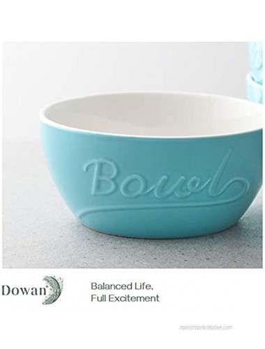 DOWAN Porcelain Cereal Bowls 27 Ounces Soup Bowls Ceramic Bowls for Rice Pasta Salad Oatmeal Chip Resistant Bowls for Kitchen Set of 4 Dishwasher & Microwave Safe Turquoise