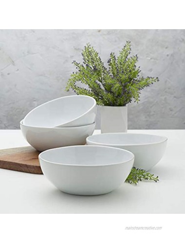Everyday White by Fitz and Floyd Organic 21 Ounce Soup Cereal Bowls Set of 4