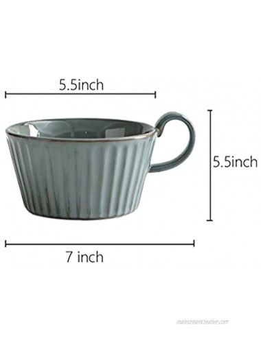 Farmhouse Porcelain Jumbo Coffee Cereal Mug Set 22 Ounce Large Ceramic Mug with Handle for Soup Salad Dessert Oatmeal Chip Set of 2