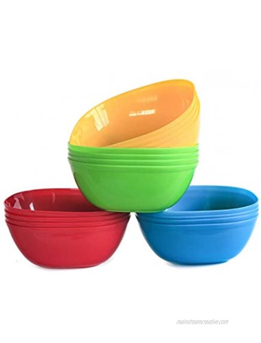 Honla 22oz Plastic Bowls,Set of 16 Unbreakable Cereal Bowls in 4 Assorted Colors
