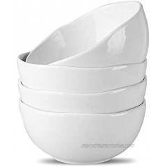 Joyroom Porcelain 25 oz Large Ceramic Bowl Set Cereal Bowls Microwave And Dishwasher Safe Soup Bowl Set for Salad Soup Noodle Fruit and Rice Dimple Collection Set of 4 White