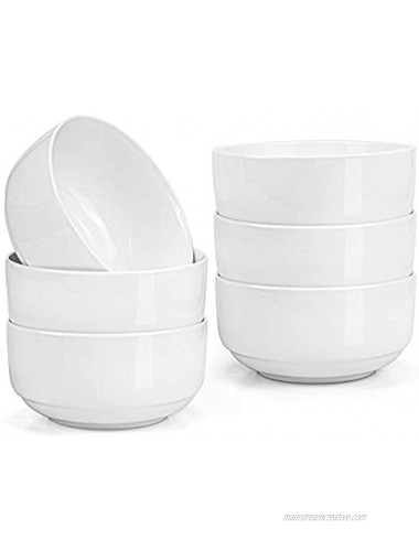 Lawei 6 Pack Porcelain Bowls Set 12 Oz Cereal Bowls White Soup Bowls for Cereal Rice Salad Dessert Soup