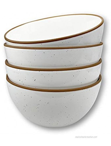 Mora Ceramic Bowls For Kitchen 28oz Bowl Set of 4 For Cereal Salad Pasta Soup Dessert Serving etc Dishwasher Microwave and Oven Safe For Breakfast Lunch and Dinner Vanilla White