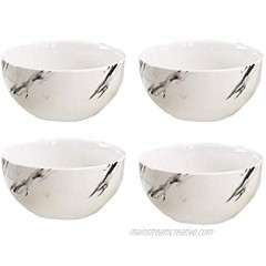 Natural Black Marble Porcelain Dinner Bowl for Soup Salad Cereal Set of 4 – 5.5 D