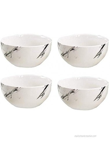 Natural Black Marble Porcelain Dinner Bowl for Soup Salad Cereal Set of 4 – 5.5 D