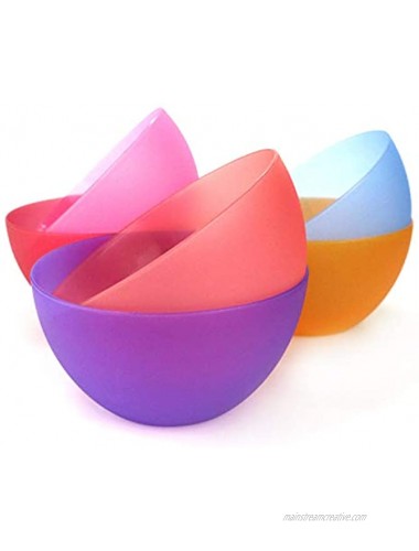 Plastic Bowls set of 12 Unbreakable and Reusable 32oz 6 inch Plastic Cereal Soup Salad Bowls in 6 Assorted Color | Dishwasher Safe BPA Free