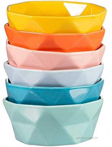 Porcelain Cereal Bowl Soup Bowls 18 Ounce Set of 6 Ceramic Oven Safe Geometric Bowl for Cereal Salad Soup Fruit Oatmeal Sauces Dessert Assorted Colors