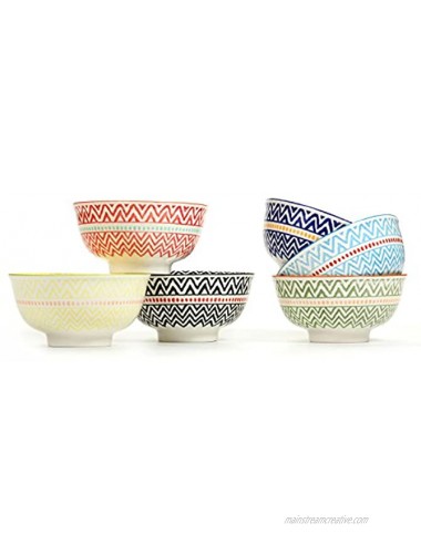 Porcelain Serving Bowls for Cereal Pasta,Soup 21-Ounce Set of 6 Assorted Colors