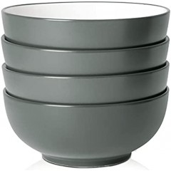 TGLBT 20-Ounce Porcelain Bowl Set for Soup Cereal 4 Packs Gray