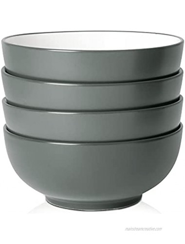 TGLBT 20-Ounce Porcelain Bowl Set for Soup Cereal 4 Packs Gray
