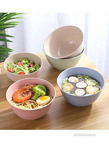 Unbreakable Soup Bowls Wheat Straw Cereal Bowls Sets Dishwasher & Microwave Safe Rice Bowl for Kitchen Large Salad Camping Bowl 30 OZ 4 Packs