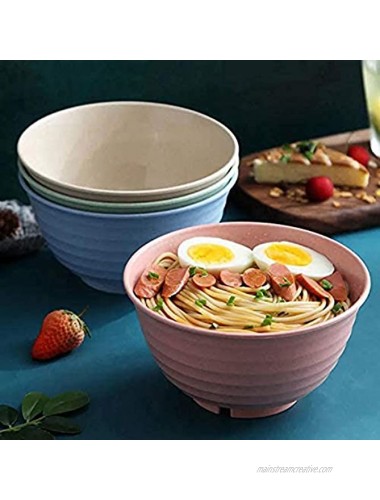 Unbreakable Soup Bowls Wheat Straw Cereal Bowls Sets Dishwasher & Microwave Safe Rice Bowl for Kitchen Large Salad Camping Bowl 30 OZ 4 Packs