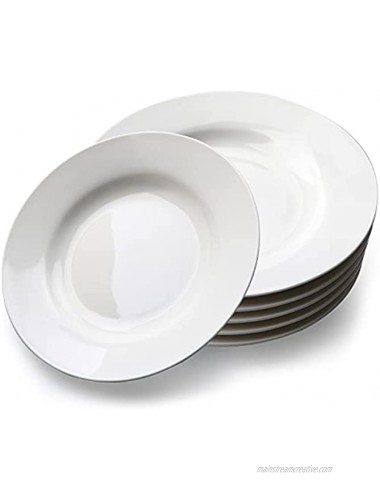 Accguan 6Pcs White Dinner Plates Round Porcelain Dinner Plates Salad Dish Serving Plates for Dessert Salad Spaghetti Sandwiches Microwave Dishwasher Safe