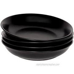 AQUIVER 23oz Wide & Shallow Pasta Bowls 8" Elegant Matte Ceramic Salad Bowls Porcelain Serving Bowls Set of 4 Black
