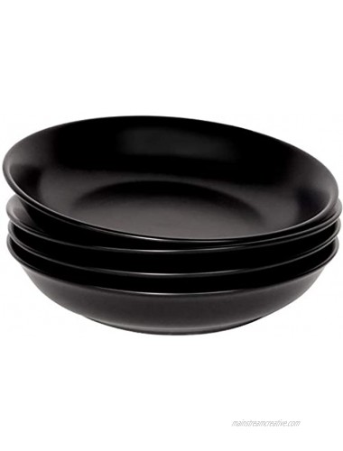 AQUIVER 23oz Wide & Shallow Pasta Bowls 8 Elegant Matte Ceramic Salad Bowls Porcelain Serving Bowls Set of 4 Black