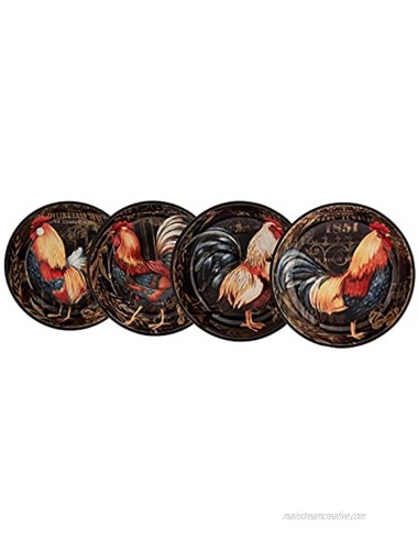 Certified International Gilded Rooster Set 4 Soup Pasta Bowl 9.25 x 2 Assorted Designs,One Size Multicolored