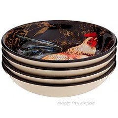 Certified International Gilded Rooster Set 4 Soup Pasta Bowl 9.25" x 2" Assorted Designs,One Size Multicolored