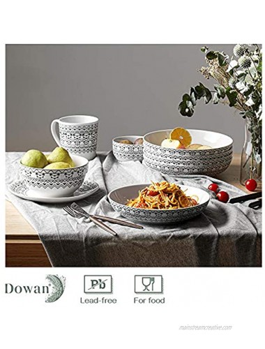 Dowan Ceramic Pasta Bowls 6 Packs Salad Bowl Bohemian Large Serving Bowls Dishwasher & Microwave Safe Sturdy and Stackable Soup Bowls 30 Ounce Set of 6