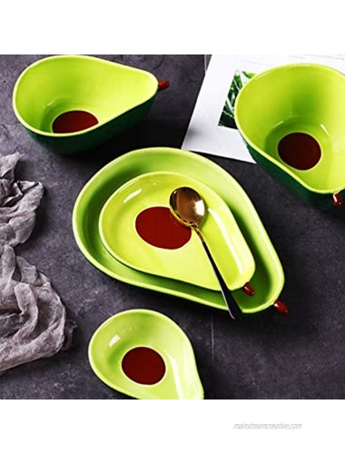IMIKEYA Fruit Dish Salad Dish Ceramic Plate Avocado Designed Snack Plate Serving Trays for Room Home Restaurant