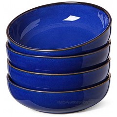 LE TAUCI Pasta Bowls 32 Ounce Ceramic Salad Bowl Large Serving Bowl Set Set of 4 Sapphire Blue