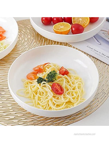 Qinlang 40 Ounces Pasta Bowls Salad Plates Serving Bowls Off-White Porcelain Bowls Set of 4 8.5 inches