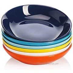 Sweese 117.002 Porcelain Salad Pasta Bowls 26 Ounce Set of 6 Multicolor Hot Assorted Colors