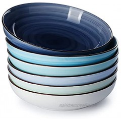 Sweese 128.003 Porcelain Salad Pasta Bowls 30 Ounce Set of 6 Cool Assorted Colors