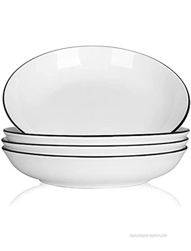 TGLBT Pasta Bowls 30 Ounce Porcelain Large Pasta Salad Bowl Set 9-inch Serving Bowl Set of 4 White