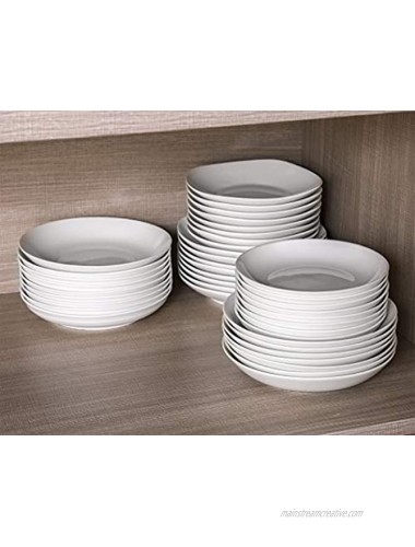 TGLBT Pasta Bowls ,7 Inch Porcelain Salad Plates Set,Microwave And Dishwasher Safe,Shallow And White,Sets Of 6