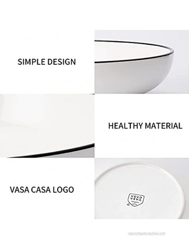 Vasa Casa Large Pasta Bowls 42 Ounce White Ceramic Pasta Plates Large Salad Serving Bowls Set Wide and Shallow Design Microwave and Dishwasher Safe Set of 4