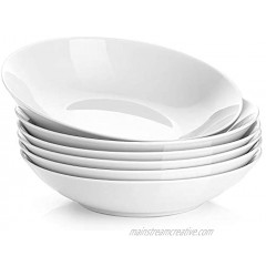 Y YHY 22 Ounces Porcelain Salad Pasta Bowls Soup Bowl Set Shallow and White Set of 6