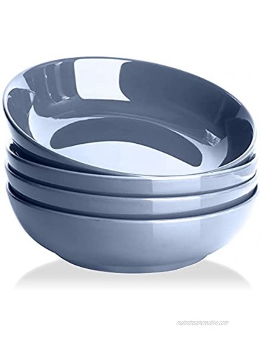 Yedio Pasta Bowls 30 Ounces Porcelain Salad Bowls for Kitchen Shallow Pasta Bowls Set Airy Blue Pasta Bowls Microwave Dishwasher Safe Set of 4