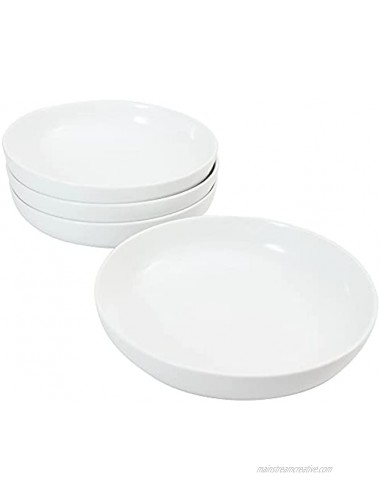 YHYYTCGO Pasta Bowls Set of 4,Porcelain Serving Bowls,Salad Bowls,Shallow Pasta Bowls,Ceramic Soup Bowls,Microwave,Dishwasher Safe,white
