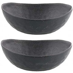 Zen Table Japan Minoruba 7.7" Japanese Oval Bowls Made in Japan Set of 2 Black